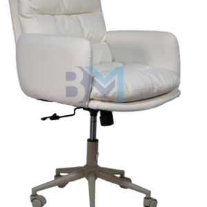 Taburete con respaldo en polipiel color blanco