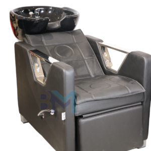 Lavacabezas negro con apoyabrazos cromados reclinable
