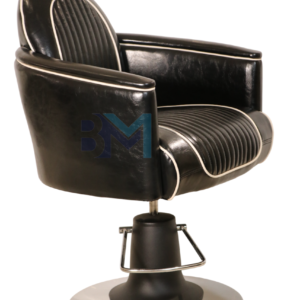 Silla de peluquería en polipiel color Negro con detalles blancos