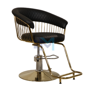 Silla de peluquería en polipiel color Negro y Dorado