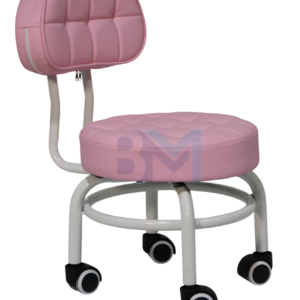 Taburete de pedicura rosa con respaldo