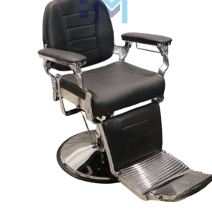 Sillón de barbería retro negro y plata