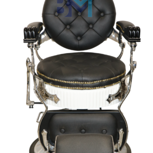 Sillón de barbería vintage negro y blanco Chester