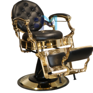Sillón de barbería vintage negro y dorado