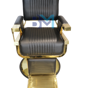 Sillón de barbería clásico negro y dorado