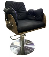 Silla de peluquería en polipiel color negro con dorado