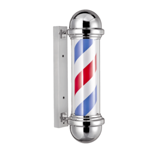 Pirulo para barbería azul y rojo carcasa plata