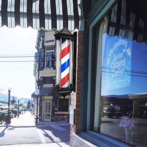 Pirulo para barbería en color negro con rayas