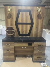 Espejo tocador marron espejo hexagonal