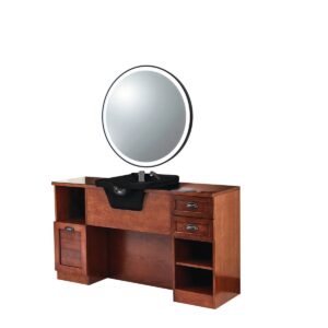 Tocador marron con lavacabezas