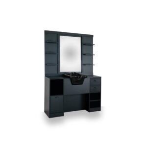 Espejo tocador negro con lavacabezas Oke