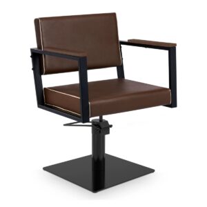 Silla de peluquería en polipiel color marrón