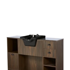 Tocador marron oscuro con lavacabezas Oke 4B/B