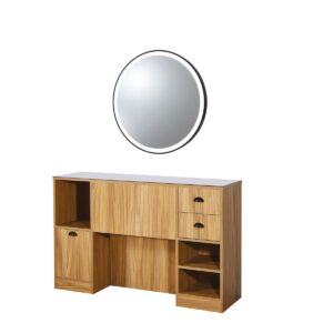 Tocador marrón claro con espejo Oke 6BR