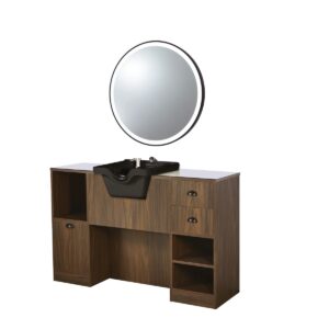 Tocador marrón oscuro con lavacabezas Oke 7 B-B