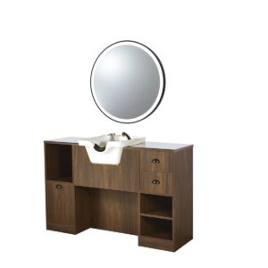 Tocador marrón oscuro con lavacabezas Oke 7 B-W