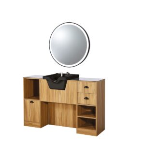 Tocador marrón claro con lavacabezas Oke 7 BR-B