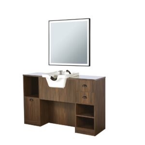 Tocador marron oscuro con lavacabezas Oke 9 B-W