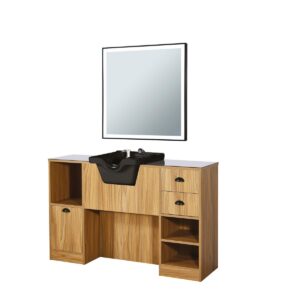 Tocador marron claro con lavacabezas Oke 9BR-B