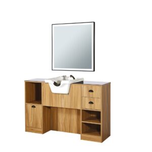 Tocador marron claro con lavacabezas Oke 9 BR-W