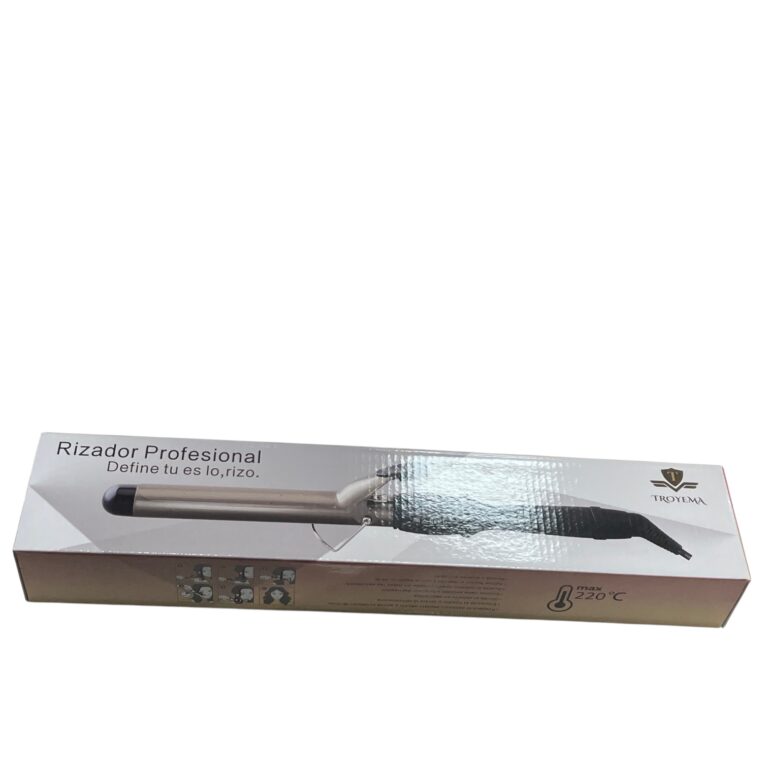 rizadora de pelo profesional marca Troyema en color negro y plata.Nº 28