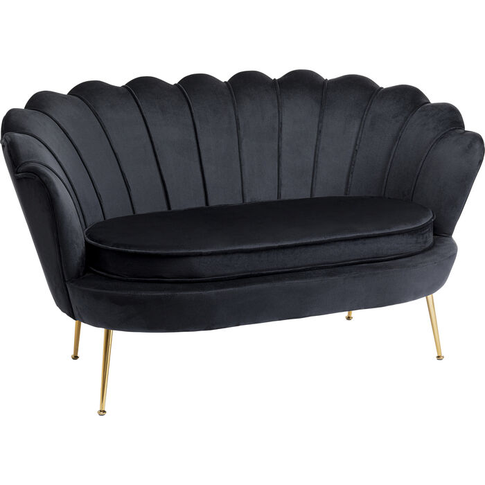 Sofá de espera terciopelo diseño tipo ostra color Negro