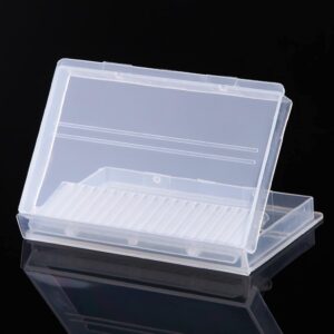 Caja de almacenamiento para 20 ranuras para brocas de acrílico transparente