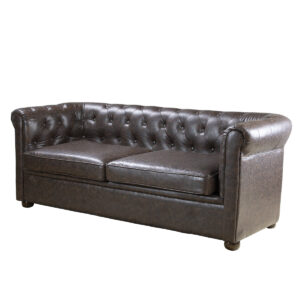 SILLÓN DE ESPERA CHESTER TRES PLAZAS MARRON