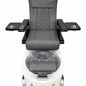 Silla Gris de pedicura spa con bañera de cristal