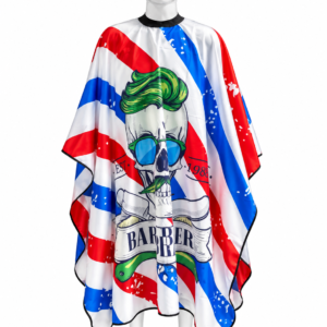 Capa de barberia blanco y rojo cuello de Goma