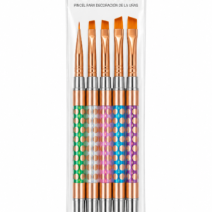 juego de 5 pinceles de doble punta para decoración de uñas