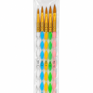 Juego de 5 pinceles para uñas con mango acrílico, gel UV, líquido y polvo.